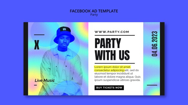 Modèle facebook de divertissement de fête