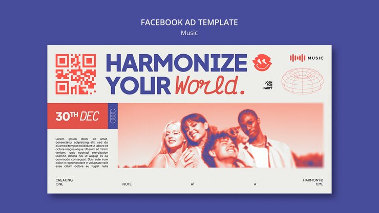 PSD gratuit modèle facebook de divertissement musical