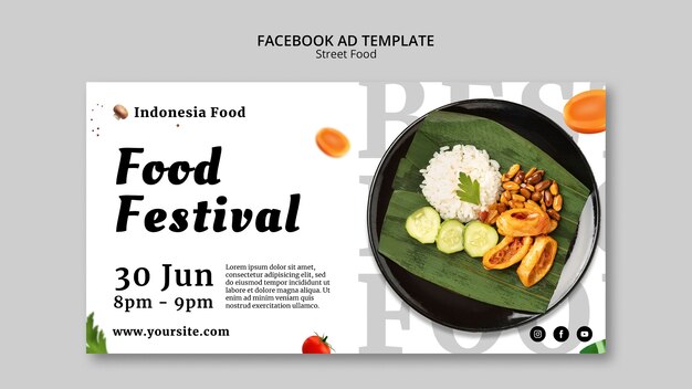 PSD gratuit modèle facebook du festival de la cuisine de rue