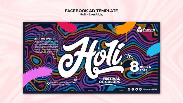 Modèle facebook du festival holi