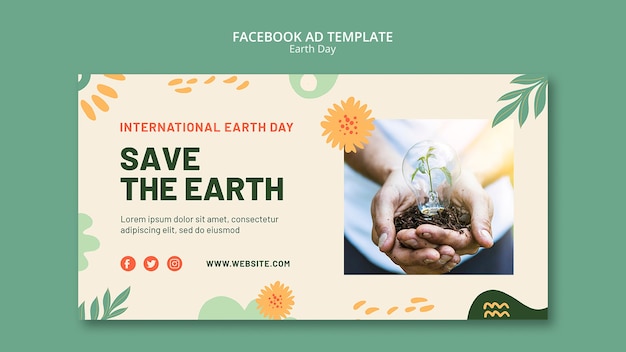 PSD gratuit le modèle de facebook du jour de la terre plate