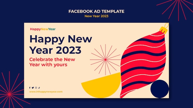 PSD gratuit modèle facebook du nouvel an 2023