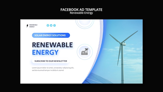 PSD gratuit modèle facebook d'énergie renouvelable