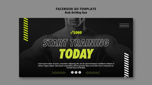 PSD gratuit modèle facebook d'entraînement de musculation