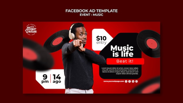 PSD gratuit modèle de facebook d'événement musical réaliste