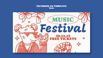 PSD gratuit modèle facebook d'événement musical