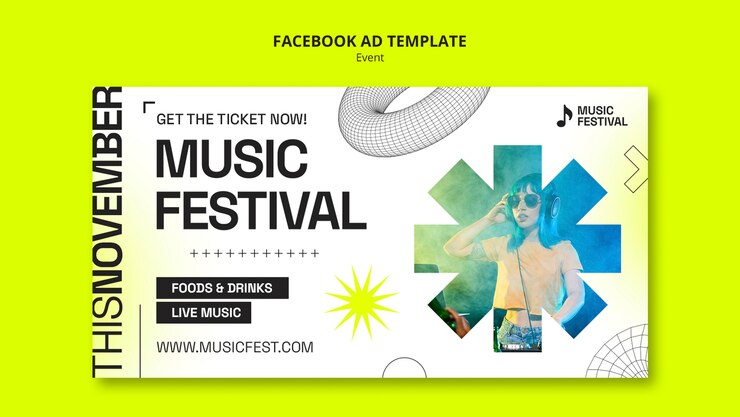 PSD gratuit modèle facebook d'événement de musique géométrique