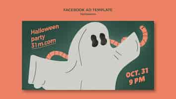 PSD gratuit modèle facebook fantôme effrayant halloween heureux