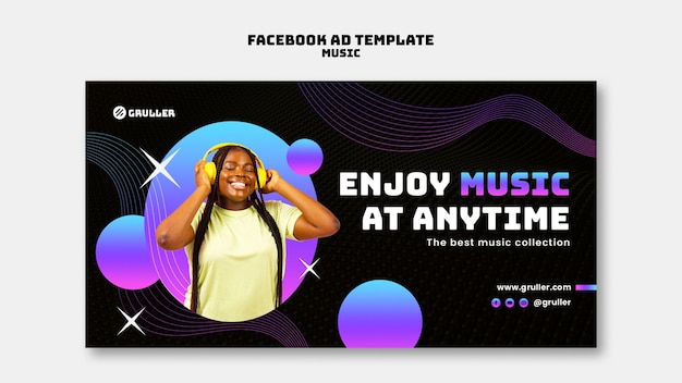 PSD gratuit modèle facebook de festival de musique dégradé