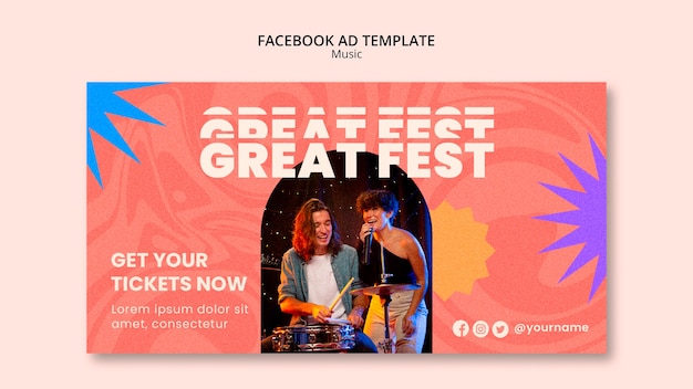 PSD gratuit modèle facebook de festival de musique