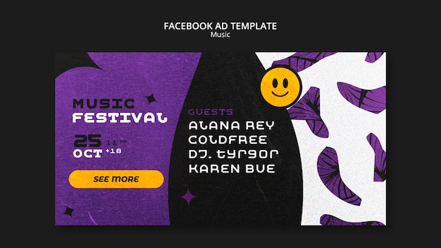 PSD gratuit modèle facebook de festival de musique