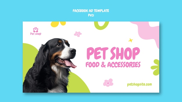 PSD gratuit modèle facebook de fête de chien design plat