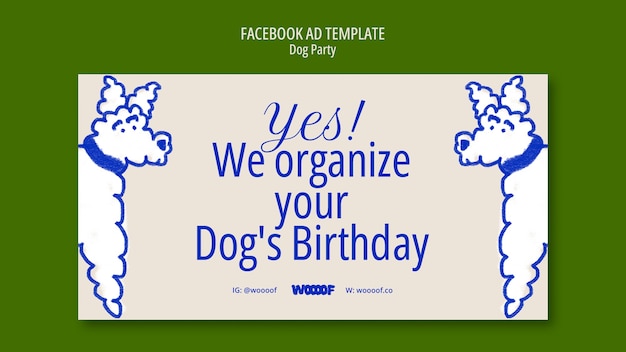 PSD gratuit modèle facebook de fête de chien dessiné à la main