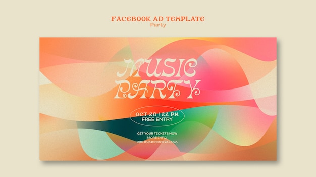 PSD gratuit modèle facebook de fête de musique dégradée