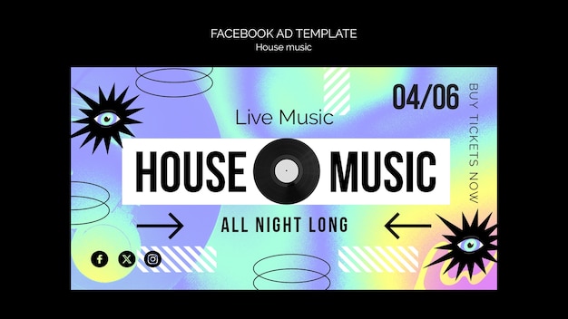 PSD gratuit le modèle facebook de la fête de la musique house