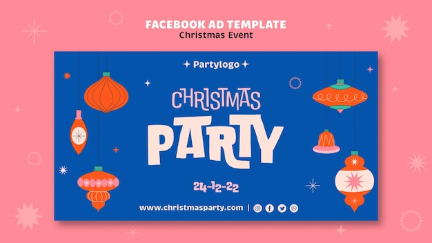 PSD gratuit modèle facebook de fête de noël design plat