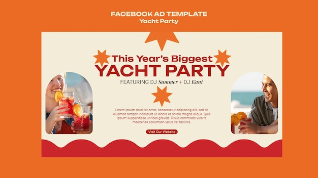 Modèle Facebook De Fête De Yacht Design Plat