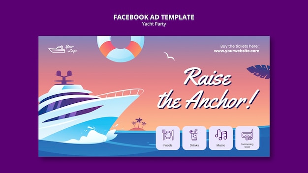 Modèle facebook de fête de yacht