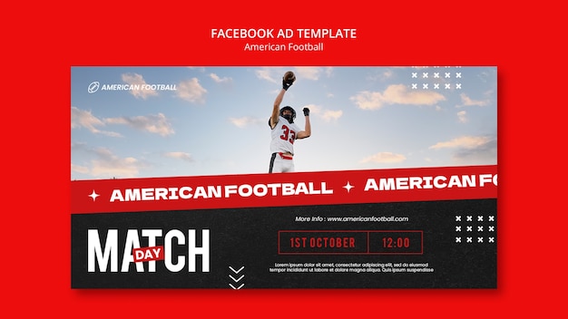 Modèle facebook de football américain design plat