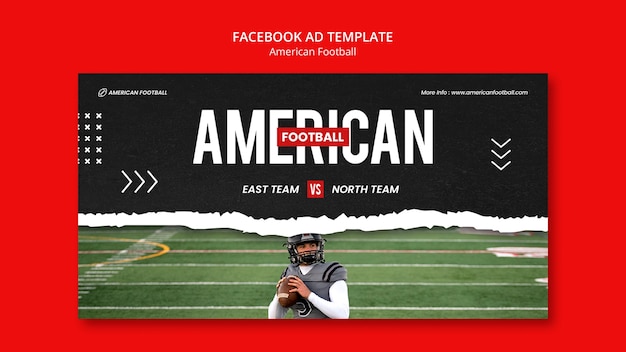 Modèle facebook de football américain design plat