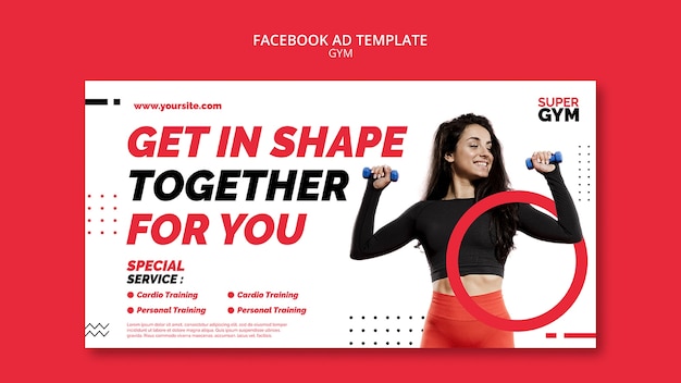 PSD gratuit modèle facebook de formation de gym design plat