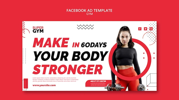 PSD gratuit modèle facebook de formation de gym design plat