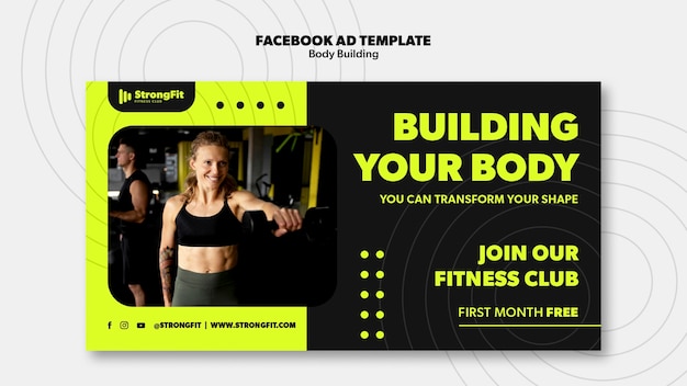 PSD gratuit modèle facebook de formation de musculation