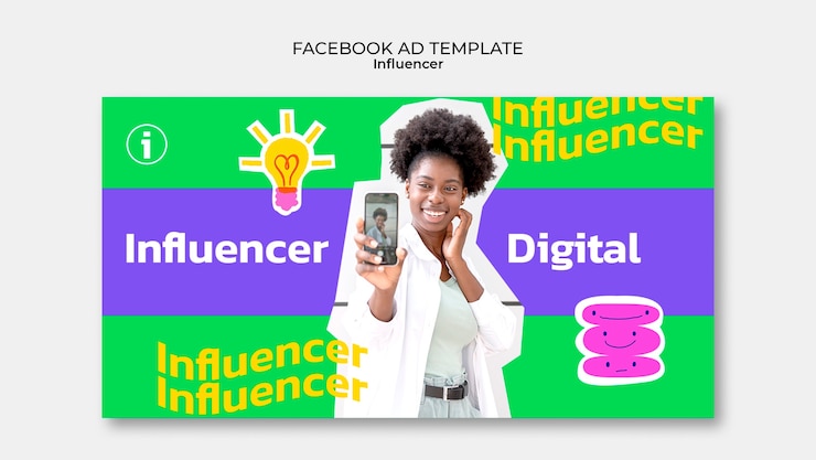 PSD gratuit modèle facebook influenceur dessiné à la main