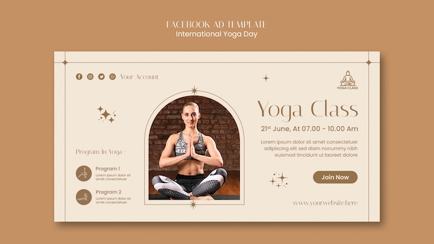 PSD gratuit modèle facebook de la journée internationale du yoga