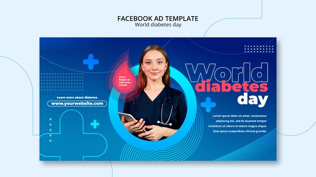 Modèle facebook de la journée mondiale du diabète dégradé