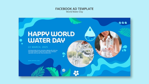 PSD gratuit modèle facebook de la journée mondiale de l'eau au design plat