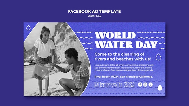 PSD gratuit modèle facebook de la journée mondiale de l'eau