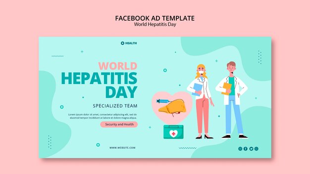 Modèle facebook de la journée mondiale de l'hépatite au design plat