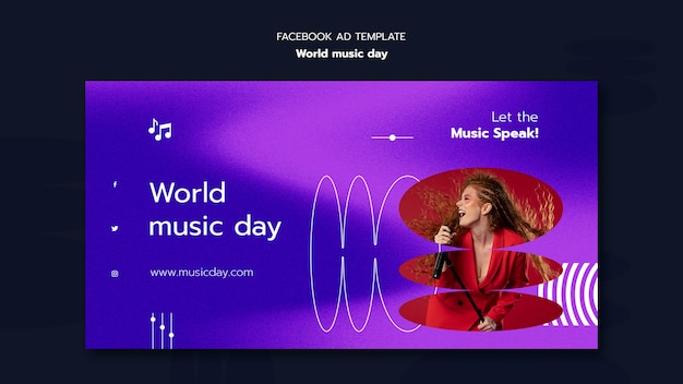 PSD gratuit modèle facebook de la journée mondiale de la musique