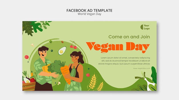 PSD gratuit modèle facebook de la journée mondiale des végétaliens