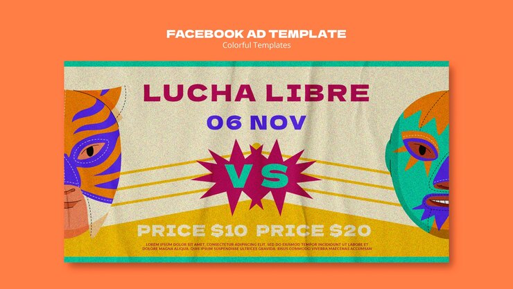 PSD gratuit modèle facebook de lutte mexicaine dessiné à la main
