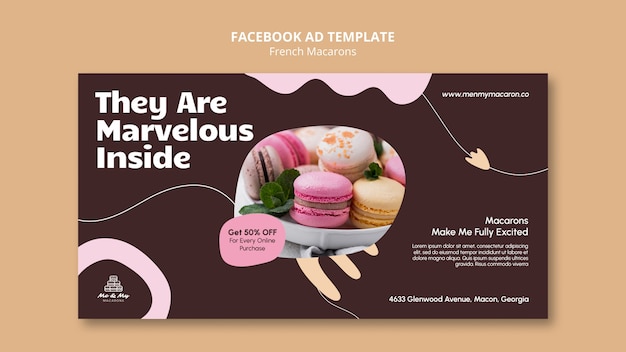 PSD gratuit modèle facebook de macarons français