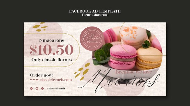 PSD gratuit modèle facebook de macarons français