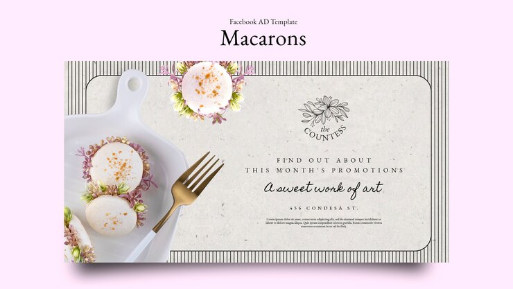 PSD gratuit modèle facebook de macarons français
