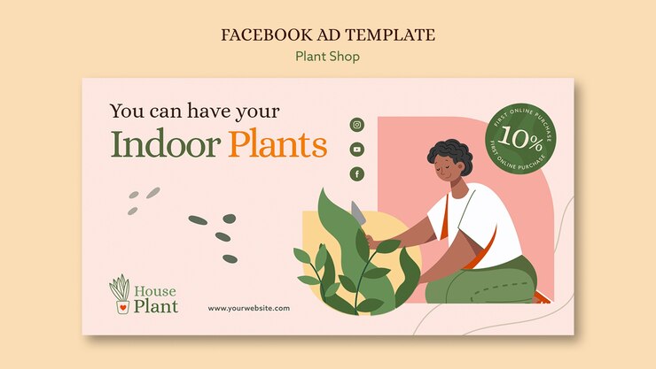 PSD gratuit modèle facebook de magasin de plantes