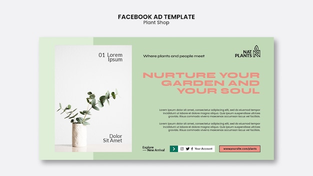 PSD gratuit modèle facebook de magasin de plantes