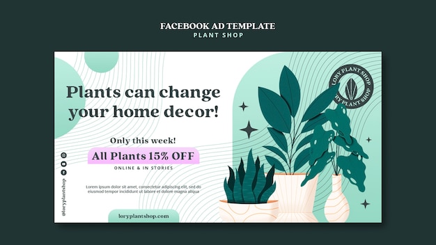 PSD gratuit modèle facebook de magasin de plantes