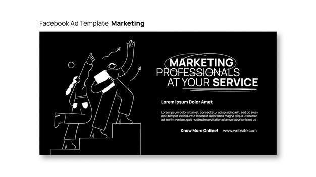 Modèle facebook marketing dessiné à la main