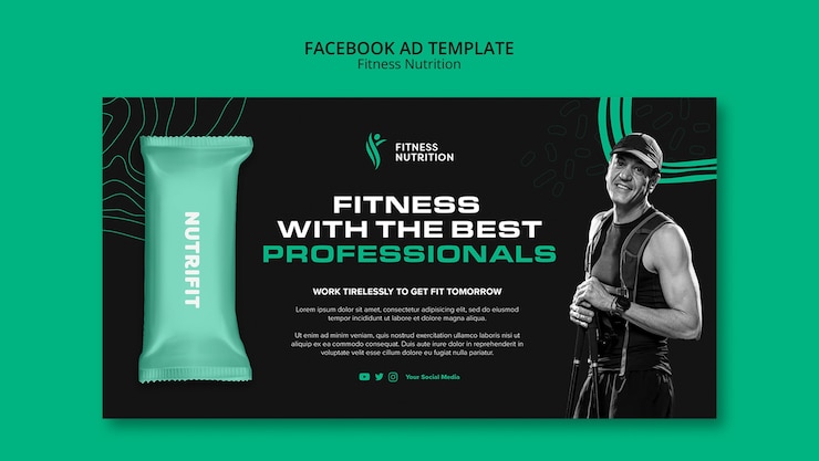 PSD gratuit modèle facebook de nutrition de remise en forme