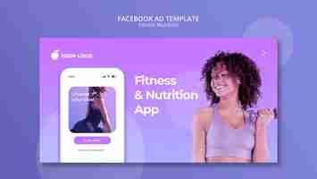 PSD gratuit modèle facebook de nutrition de remise en forme