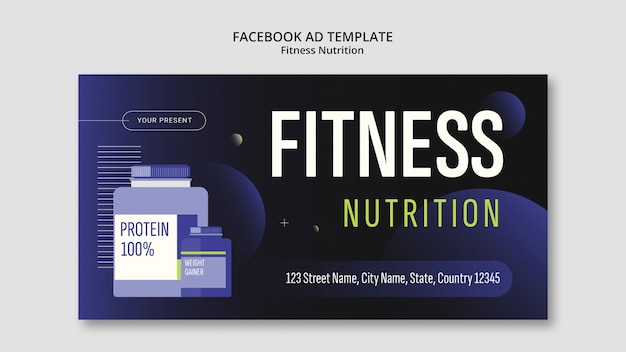 PSD gratuit modèle facebook de nutrition de remise en forme