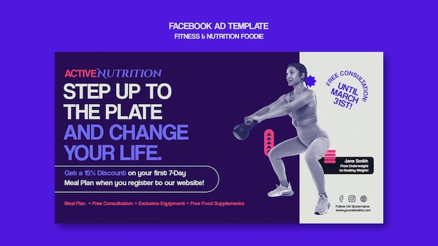 Modèle facebook de nutrition de remise en forme