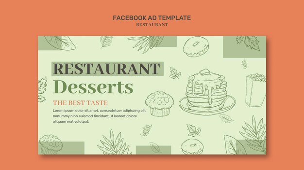 modèle de Facebook d'ouverture de restaurant dessiné à la main