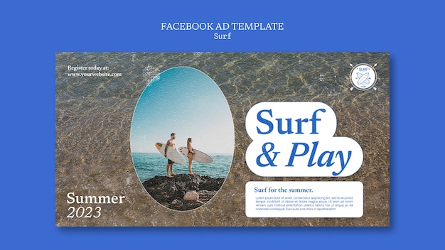 PSD gratuit modèle facebook de passe-temps de surf