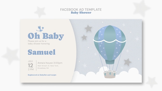 PSD gratuit le modèle de facebook pour la célébration de la douche de bébé